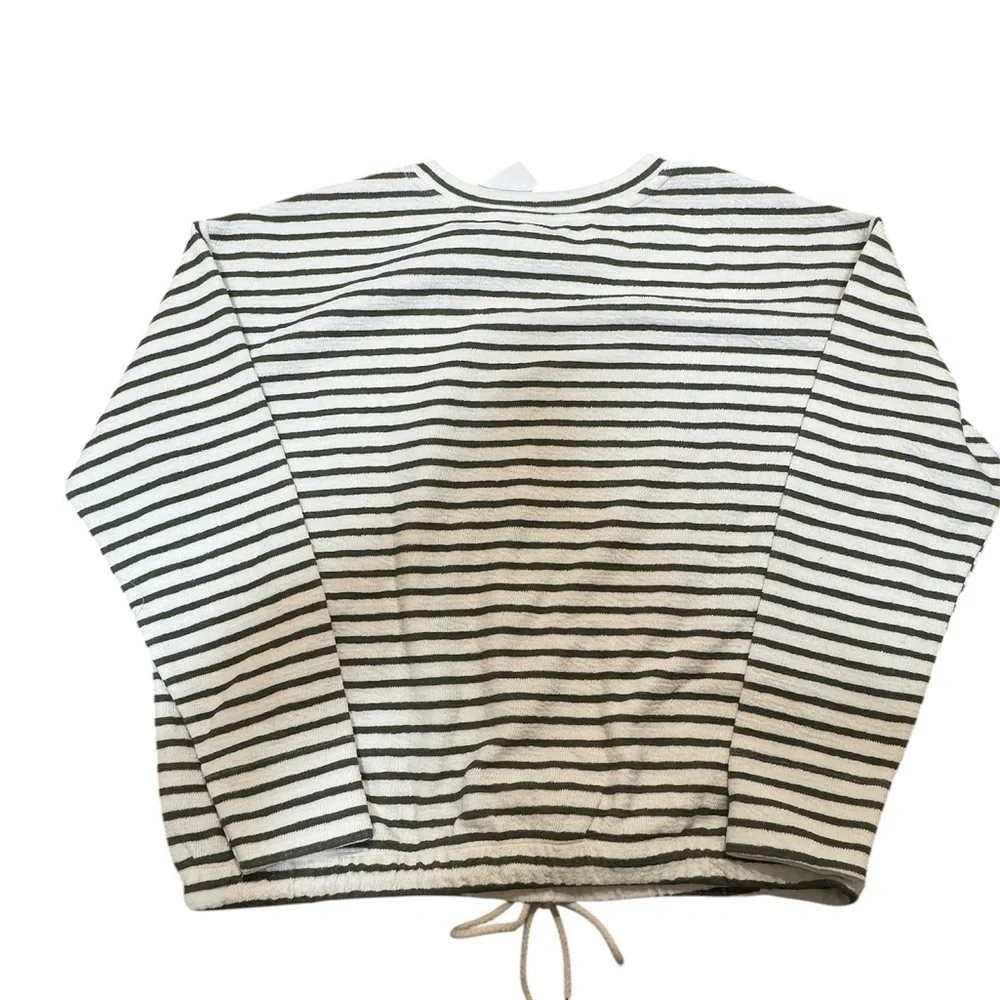 Lou & Grey Striped Drawstring Hem Crew Sweater NWT Size S